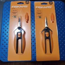 2pk Fiskars Micro Tip Pruning Shears Non-Stick Herb Snip Soft Grip Steel Blades