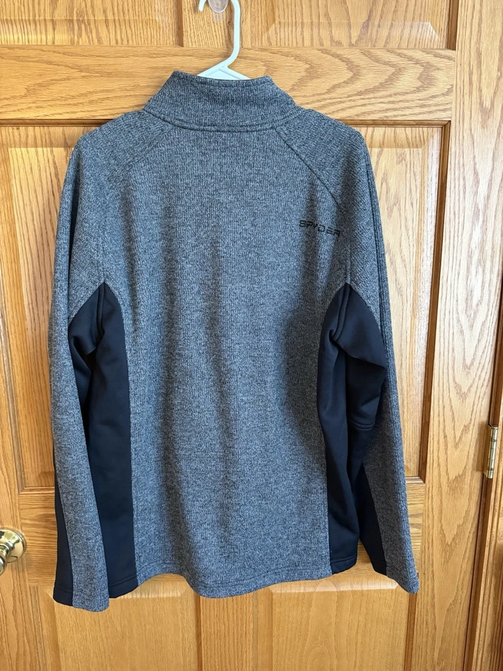 SPYDER 1/2 Half Zip Midweight Warm Gray Black Pullover Sweater Mens Size XL - Image 2 of 4