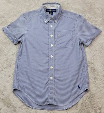 Polo Ralph Lauren Button Up Shirt Boys Small 8 Blue White Check Short Sleeve