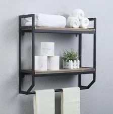 Towel Rack with Towel Bar 2-Tier 24 Bathroom Shelves Wall Mounted Easy Install
