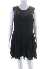Azazie Women's Mesh Layered Padded Bust Tea Dress Dark Blue Size S