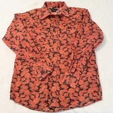 Ariat Paisley Men’s XL Pearl Snap Orange And Black Country Western