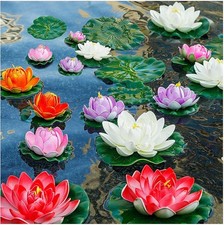Artificial Lily Pads for Pond, 11In & 6In Artificial Flowers Floating Foam Lotus