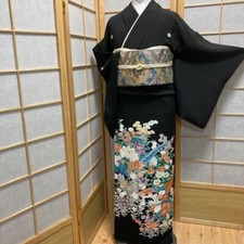 2894 Japanese Tomesode Kimono Vintage Womens Silk Fabric Robe Kimono only sold