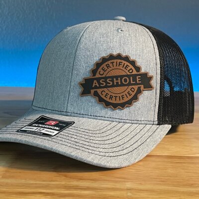 CERTIFIED AS*HOLE Funny Side Leather Patch Hat