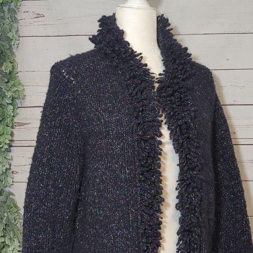 Vintage Y2K Nine West Open Cardigan Sweater Penny Lane Shaggy Retro Confetti XL - Imagen 5 de 15