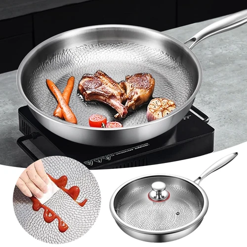 Titanium Pan Pro With Lid Durable Scratch Non Stick Pan For Cooking - Hot - NWT