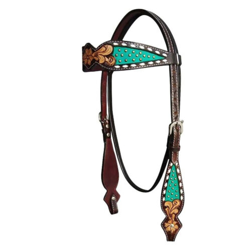 Juego de tachuelas para cabecera y cuello de pecho Western 200 % cuero para caballo, pony - Imagen 5 de 6