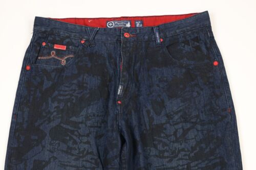 Vintage LRG Mens 38x34 Distressed Abstract Baggy Loose Wide Leg Denim Jeans - Picture 2 of 14