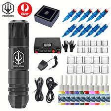 POSEIDON Tattoo Machine Kit Pen Gun Rotary Motor Color Inks Needle Power Supply