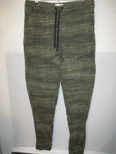 INDIGO & CHINO The Jogger Stretch Green Camo Pants Elastic Ankle Size XL