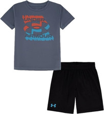 Under Armour Boys Short Sleeve Shirt and Short 2 Piece Set Gravel Size 2 T
