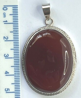 Beautiful 925 St. Silver 5.5x3 CM Pendant, with Oval Shape Carnelian