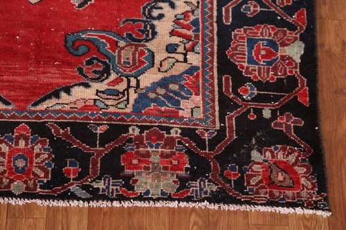 Alfombra de lana tradicional geométrica roja vintage 4x7 pies alfombra anudada a mano - Imagen 5 de 19