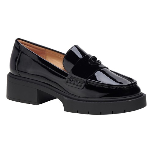COACH Women's Flats Leah Loafer in Patent Leather, Color Black Patent, Size 6.5 - Picture 2 of 3