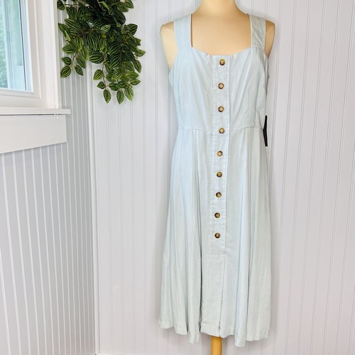 Eva Mendes NY & Co Sz M Light Blue Super Soft Midi Sleeveless Sundress NWT 0837 - Picture 2 of 17