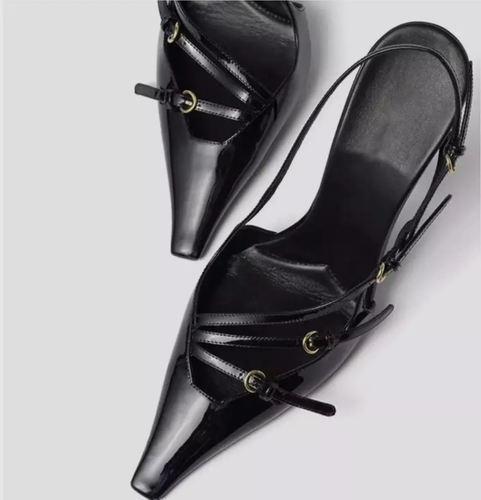 Women Shoes pointed mid heel elegant, side zipper confortable
