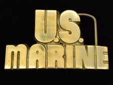 U.S. Marines United States Marine Corps Solid Brass 1970s Vintage Belt Buckle
