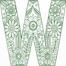 30 Custom Emerald Floral Letter W Personalized Address Labels