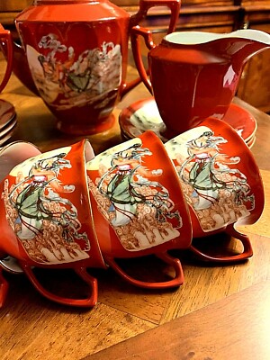 Vintage Art Deco style porcelain Tea/Coffee 6 person Set, made in Vintage Art Deco style porcelain Tea/Coffee 6 person Set, made in