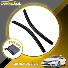 Tres&Vendu Window Visors Fits 01-05 Honda Civic Coupe Slim Style Rain Sun US