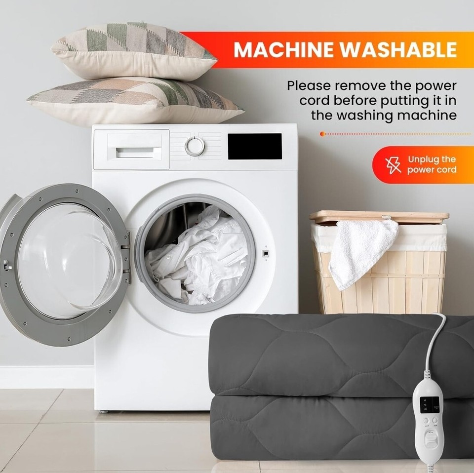 King Size Heated Mattress Pad with Dual Control Quilted Electric