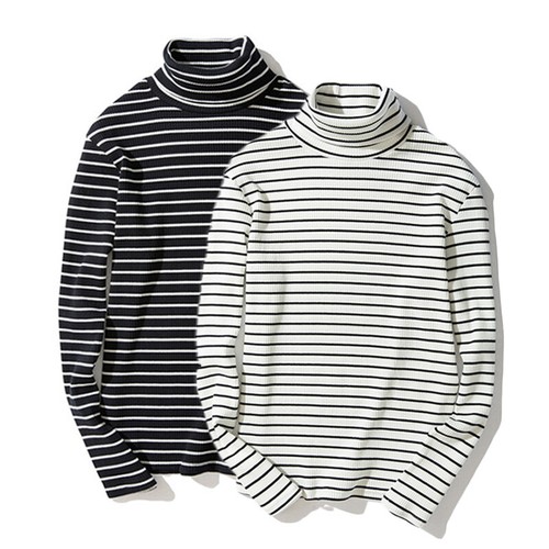 Stylish Mens Retro Striped Turtleneck 
