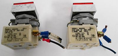 Square D 9001-KM35 Series G Contact with Red Pilot Light Attachment (Lot of 2)