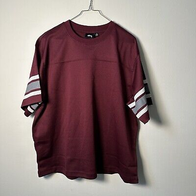 Stussy Brand Surfman Sports Football Jersey Mesh Burgundy AC Stussy Brand Surfman Sports Football Jersey Mesh Burgundy AC