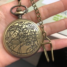 Vintage Style Doctor Who Design Quartz Pocket Watch Necklace Pendant Chain Gifts