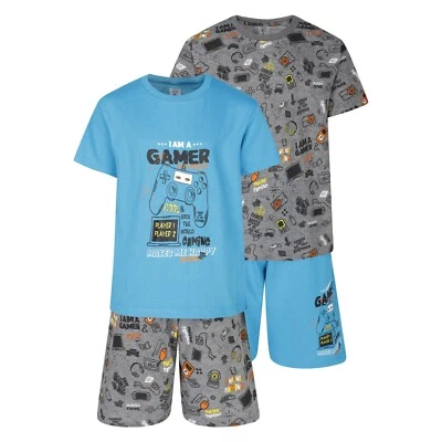 NORTH EAST Boys 2 Pack Short Pyjamas I Am A Gamer Nightwear Gaming PJ Sets 9 to 16 Years