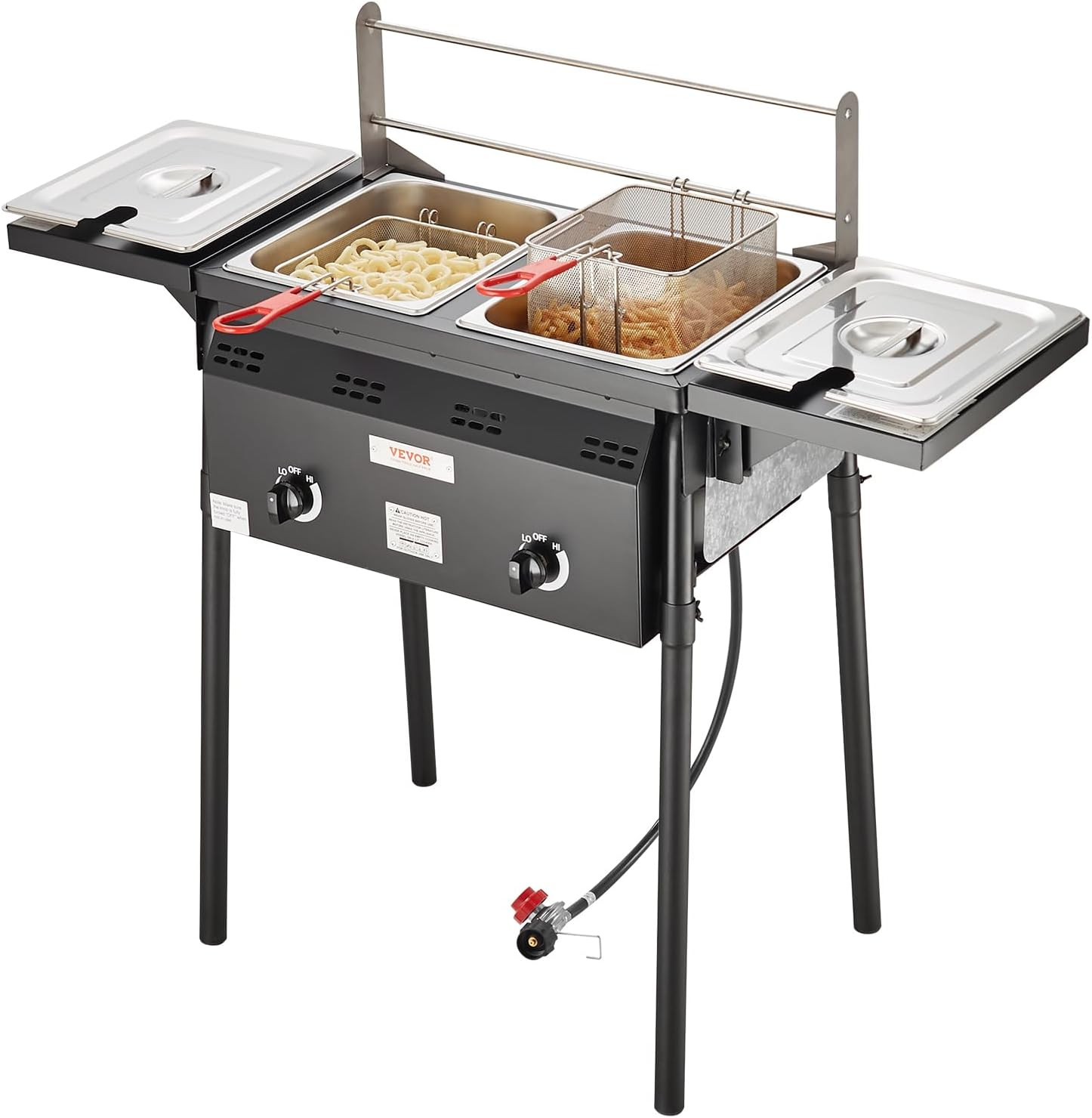 Outdoor Propane Deep Fryer, Double Burners Commercial Fryer, 16 Qt Stainless Ste