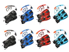 Adults XL Mask Snorkel Fins Flippers Silicone 3PC Set by Two Bare Feet (Set 2)
