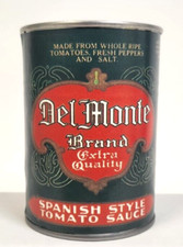 Del Monte Brand Spanish Style Tomato Sauce Tin Advertising Coin Bank Vintage