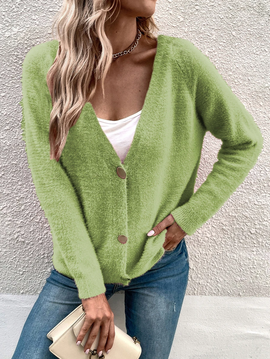 2023 Women's simple breasted loose comfortable cardigan sweater jacket