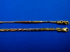 14K Tri Color Gold 1mm-2.5mm SOLID Figaro Rope Chain Necklace Milano Diamond Cut