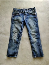 Miss Me Heavy Stitched Pocket Boyfriend Capri 28 x 24 inseam Jeweled JB5014P80