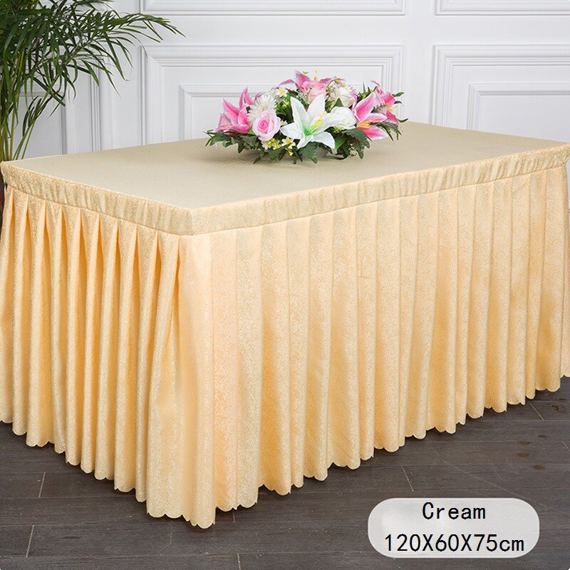 Solid Color Pleated Table Skirt Dust Proof Cover Tablecloth ...