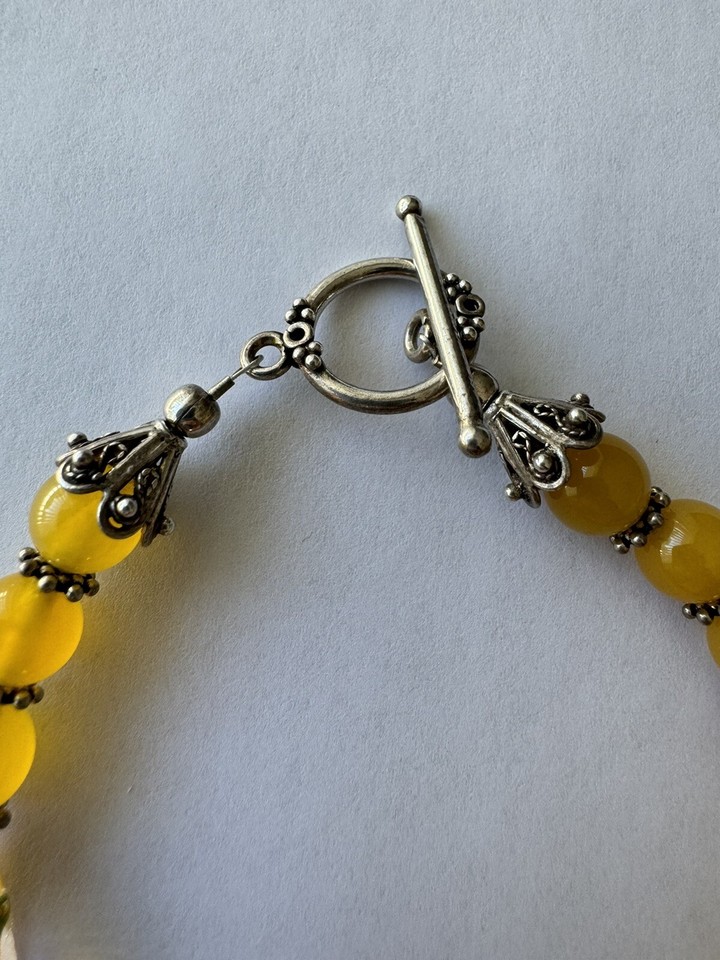 Vintage Yellow Glass Beaded Bracelet, Yellow Bracelet, 8” Glass Beaded