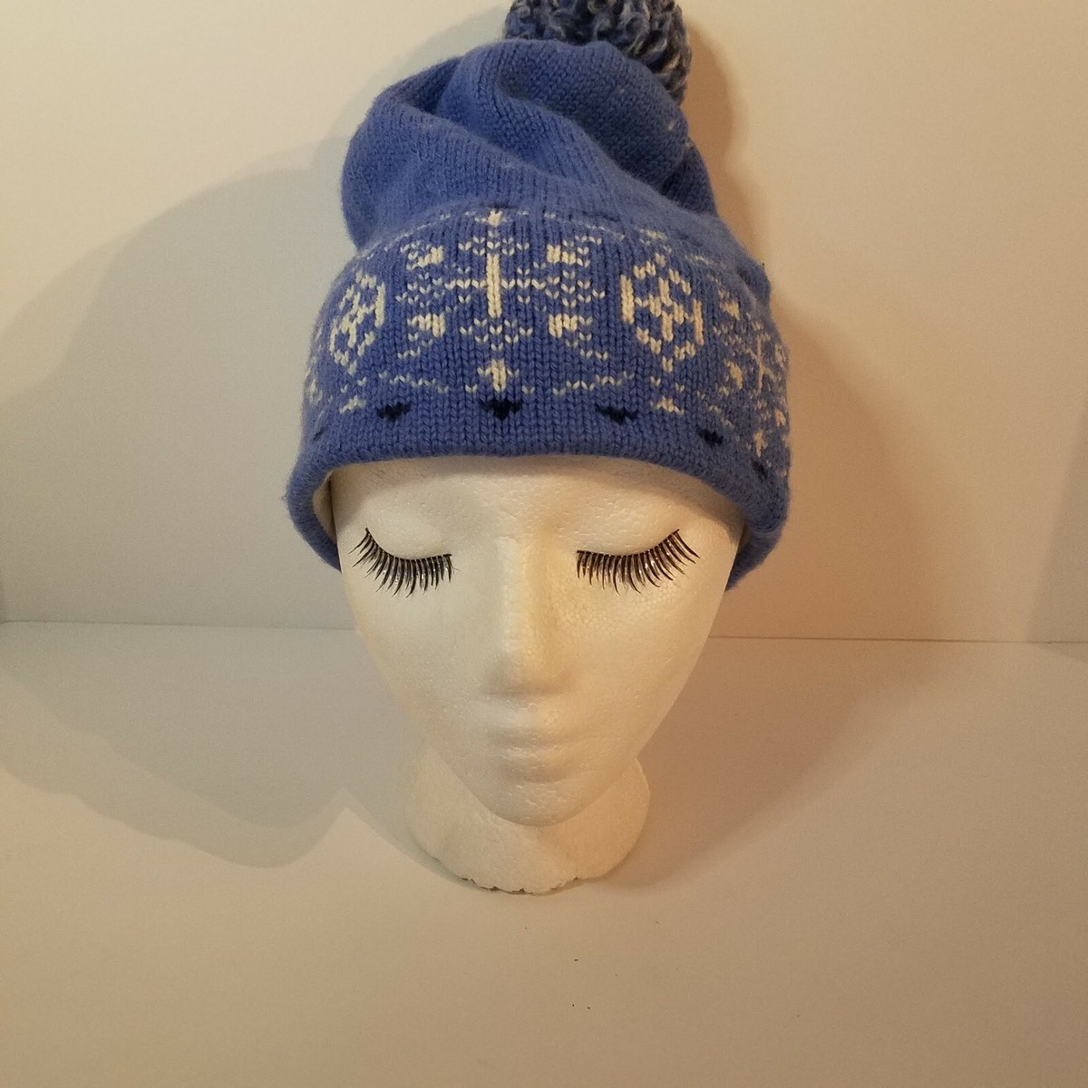 Vintage 80s CB Sports Snowflake Knit Wool Winter Hat Ski Beanie