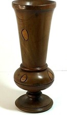 Wooden Vase HANDMADE 9.75" High and 3.5" Base 3 6/8 " Opening Unsure of Wood