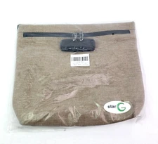 Star G Small Tan Combination Lock Zip Storage Security Pouch Bag