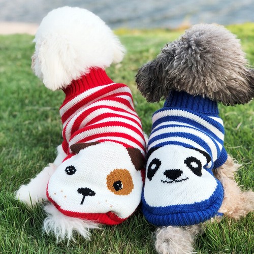 Cute Pet Dog Puppy Cat Warm Turtleneck Jumper Knitwear Coat Sweater Apparel ☨ - Picture 3 of 17