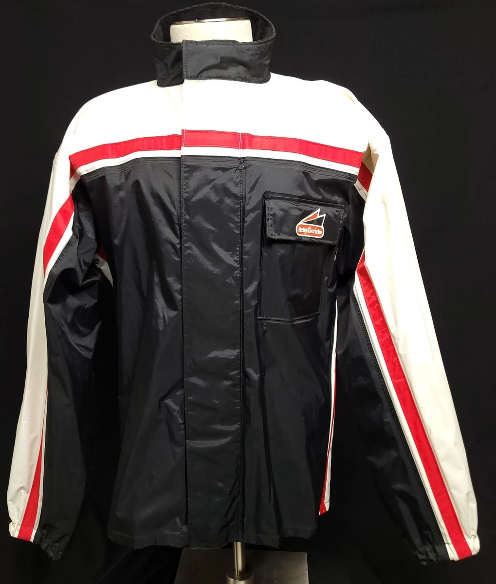 Hein Gericke Rain Suit Mens LARGE Black White Red Striped PVC Coated Nylon  | eBay