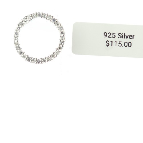 Solid 925 Sterling Silver Sparkly Substantial Circle of Life Pendant 21mm, .85" - Picture 5 of 5
