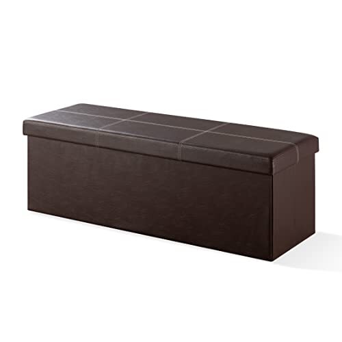 Otto & Ben Folding Toy Box Chest with Memory Foam Seat Faux Leather Trunk Bed | eBay