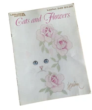 Cross Stitch Pattern Leaflet Cats and Flowers Leisure Arts 349 /
