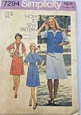Simplicity 7294 Misses' Dress & Vest How To Sew  Series 11 Pieces FF/UC 1975