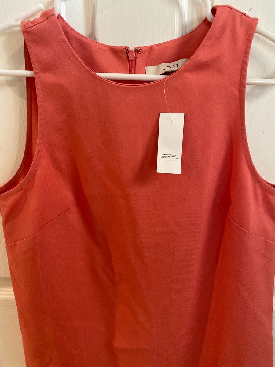 New Womens Ann Taylor Loft Stretch Coral Pink Orange A Line Tank Dress  Size 4