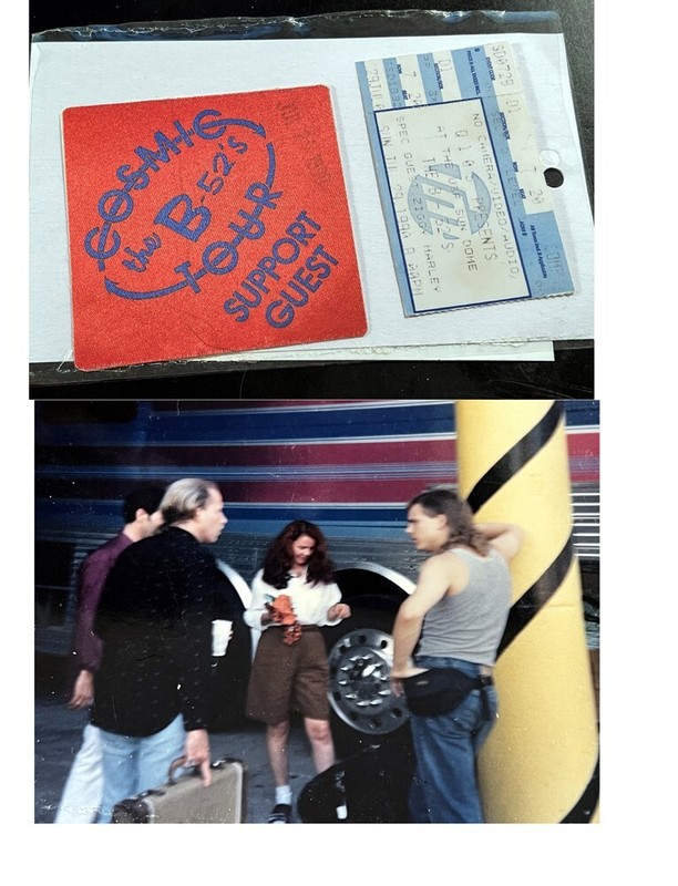 1990 B-52's Ticket Stub 4x6 Photo & Unused Cosmic Tour Sticker Kate Pierson B52s
